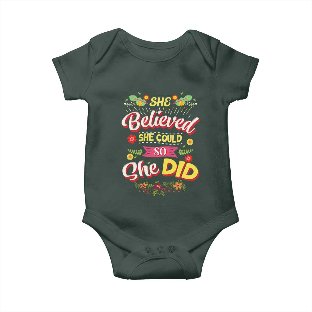 She Believed She Could So She Did Baby Onesie TS02 Print Your Wear