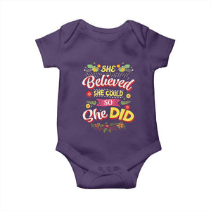 She Believed She Could So She Did Baby Onesie TS02 Purple Print Your Wear