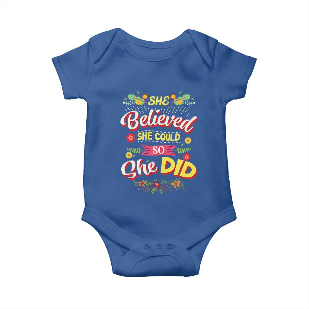 She Believed She Could So She Did Baby Onesie TS02 Royal Blue Print Your Wear