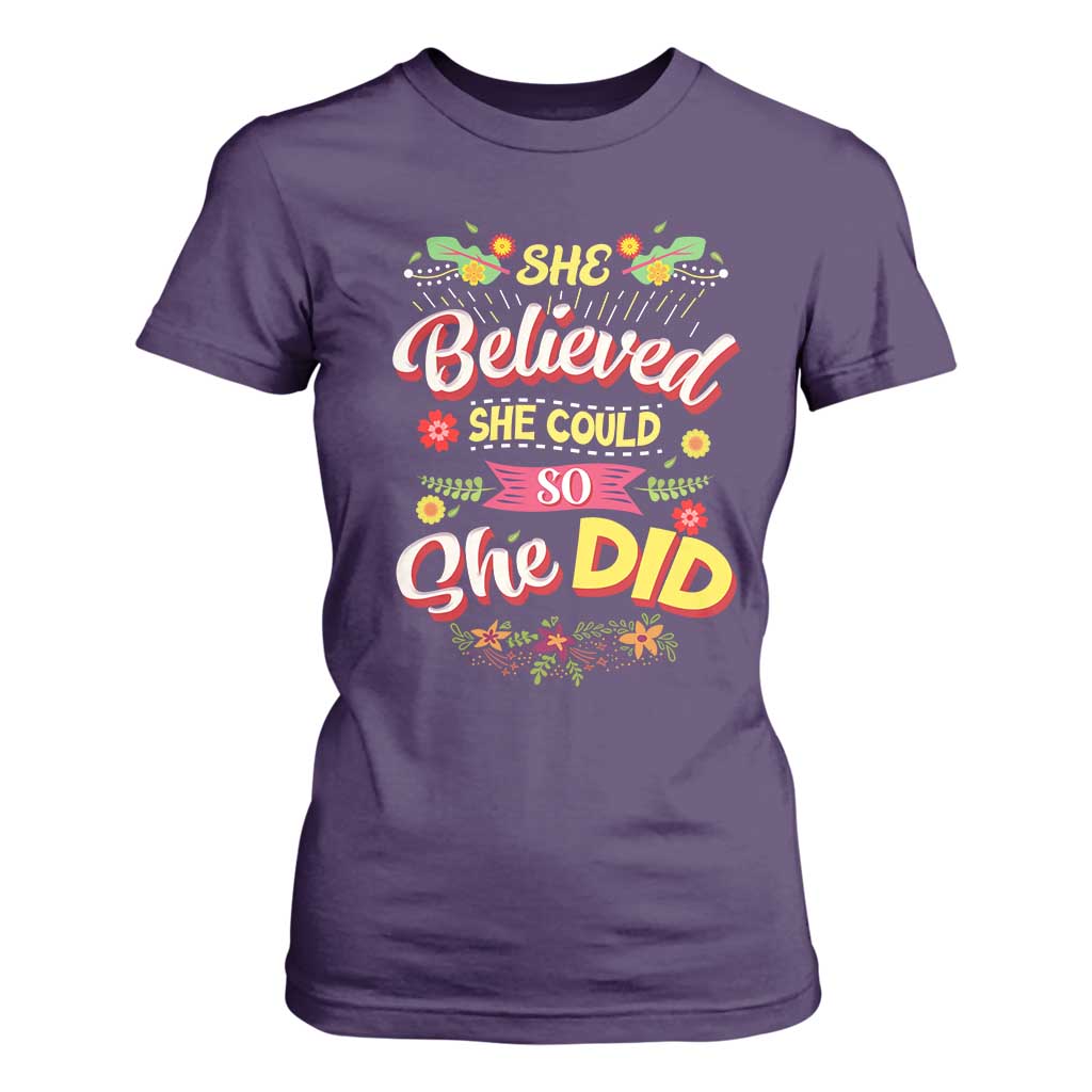 She Believed She Could So She Did T Shirt For Women TS02 Purple Print Your Wear