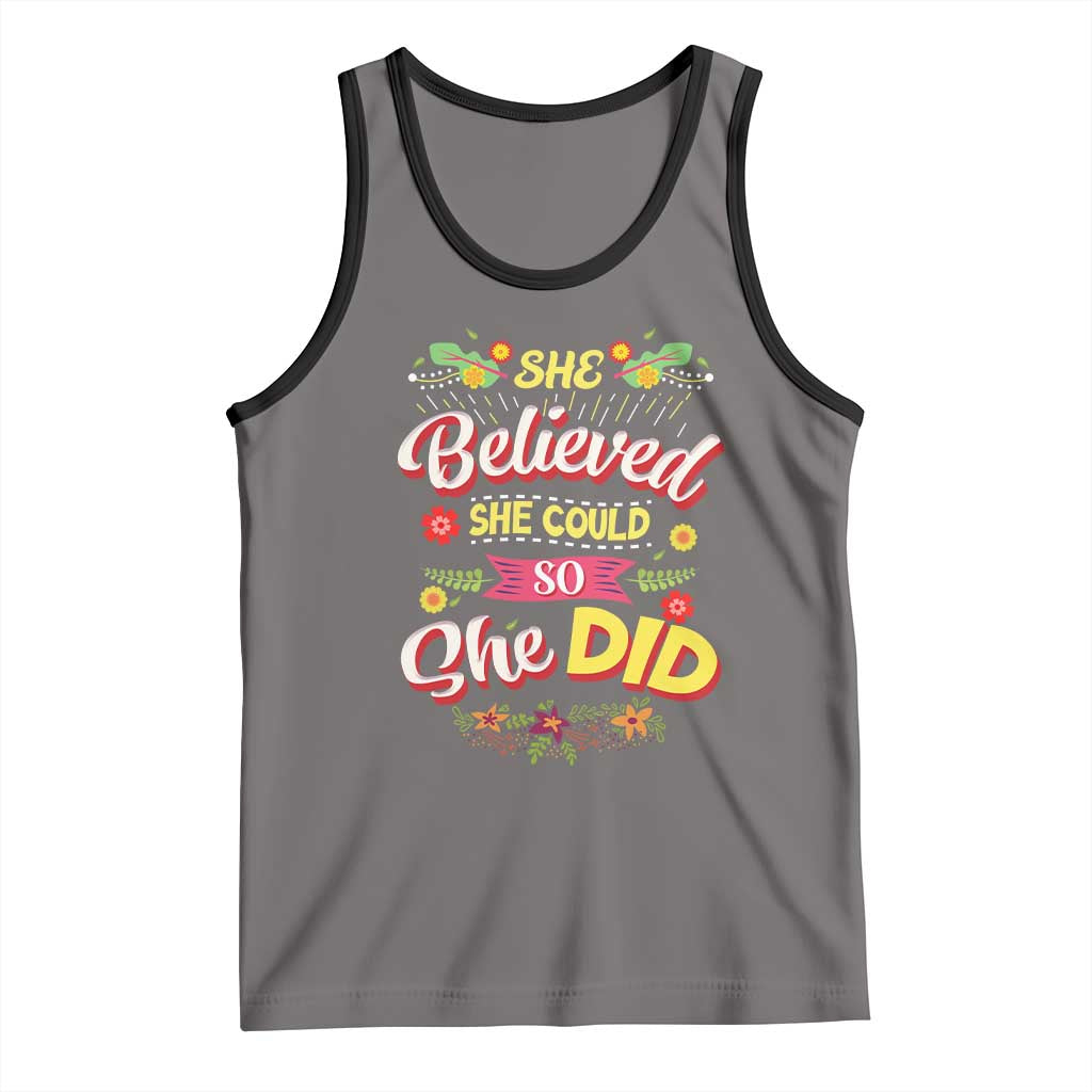 She Believed She Could So She Did Tank Top TS02 Deep Heather Black Print Your Wear