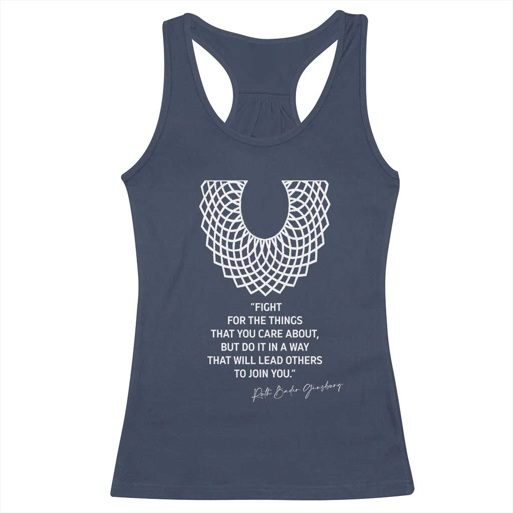 RGB Inspirational Quotes Racerback Tank Top Fight For The Things You Care About TS02 Navy Print Your Wear