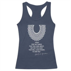 RGB Inspirational Quotes Racerback Tank Top Fight For The Things You Care About TS02 Navy Print Your Wear
