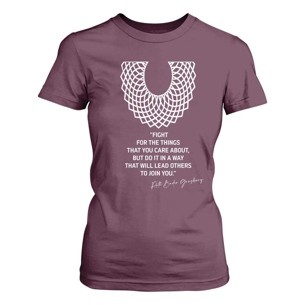 RGB Inspirational Quotes T Shirt For Women Fight For The Things You Care About TS02 Maroon Print Your Wear