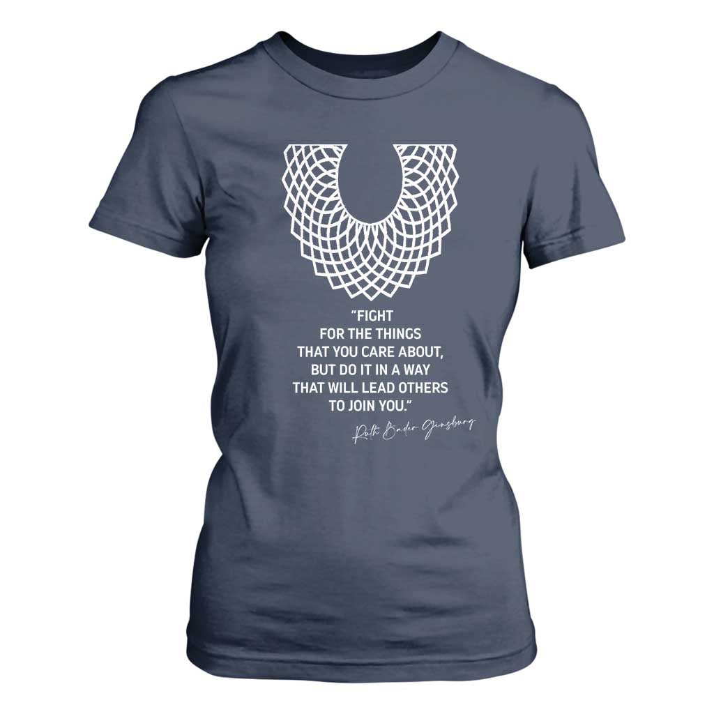 RGB Inspirational Quotes T Shirt For Women Fight For The Things You Care About TS02 Navy Print Your Wear