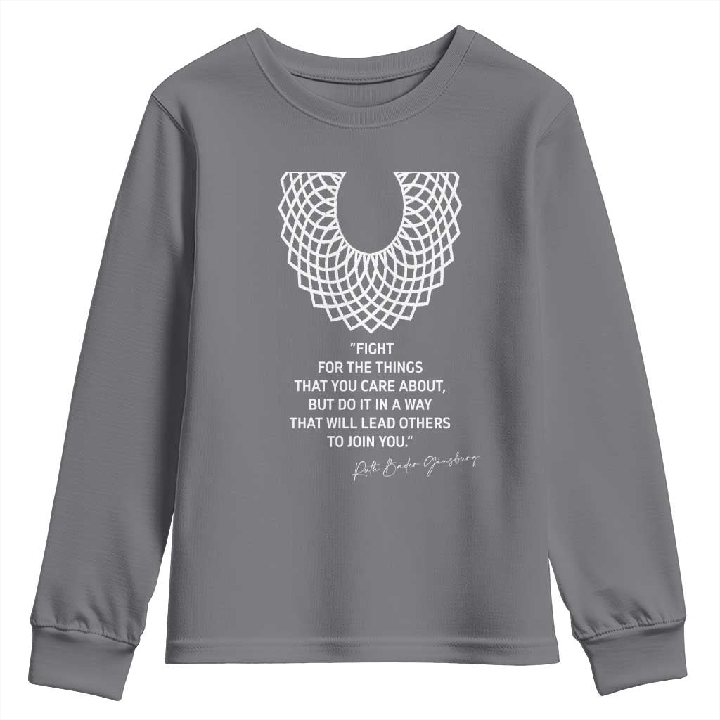 RGB Inspirational Quotes Youth Sweatshirt Fight For The Things You Care About TS02 Charcoal Print Your Wear