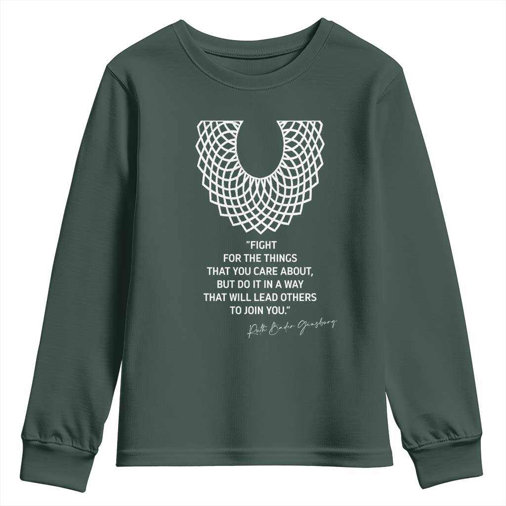 RGB Inspirational Quotes Youth Sweatshirt Fight For The Things You Care About TS02 Dark Forest Green Print Your Wear