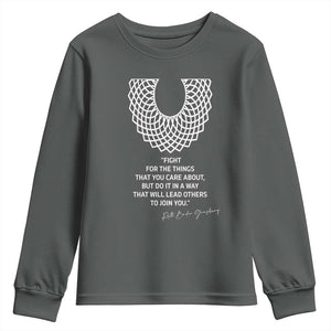 RGB Inspirational Quotes Youth Sweatshirt Fight For The Things You Care About TS02 Dark Heather Print Your Wear