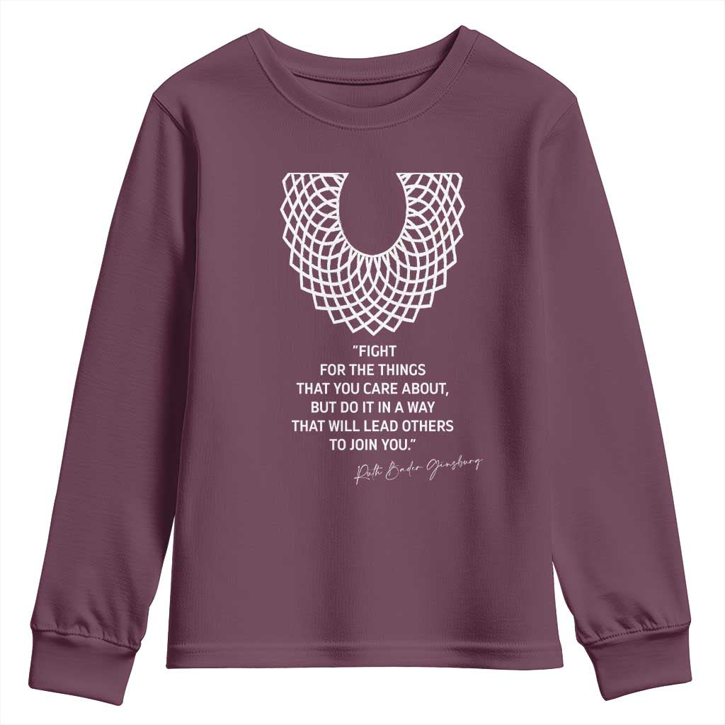 RGB Inspirational Quotes Youth Sweatshirt Fight For The Things You Care About TS02 Maroon Print Your Wear