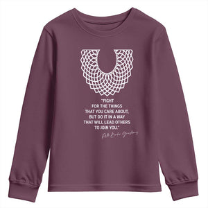 RGB Inspirational Quotes Youth Sweatshirt Fight For The Things You Care About TS02 Maroon Print Your Wear