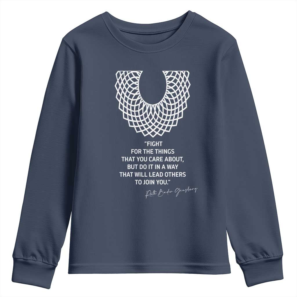 RGB Inspirational Quotes Youth Sweatshirt Fight For The Things You Care About TS02 Navy Print Your Wear