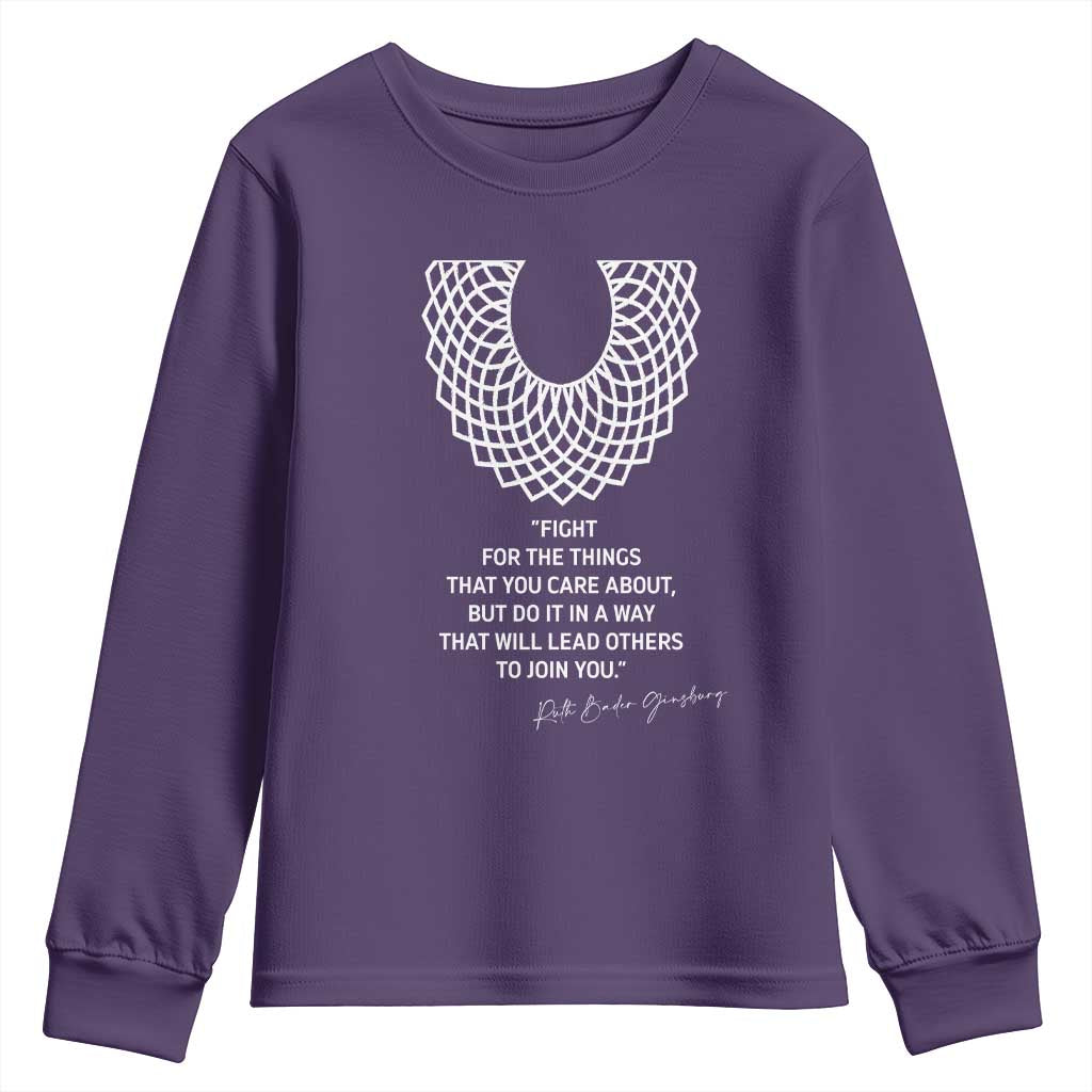 RGB Inspirational Quotes Youth Sweatshirt Fight For The Things You Care About TS02 Purple Print Your Wear