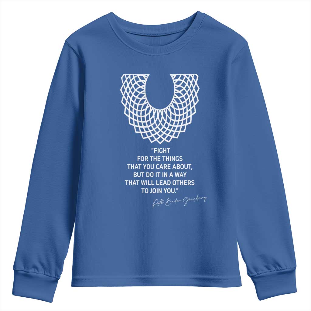 RGB Inspirational Quotes Youth Sweatshirt Fight For The Things You Care About TS02 Royal Blue Print Your Wear