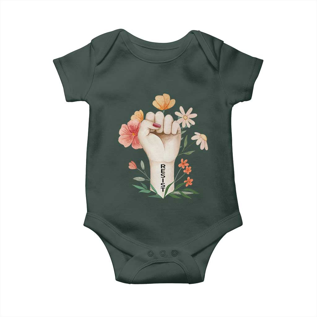 Empowered Women Baby Onesie Resist Raised Fist Retro Boho TS02 Print Your Wear