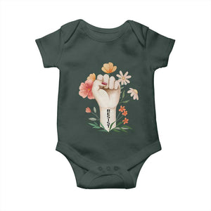 Empowered Women Baby Onesie Resist Raised Fist Retro Boho TS02 Print Your Wear