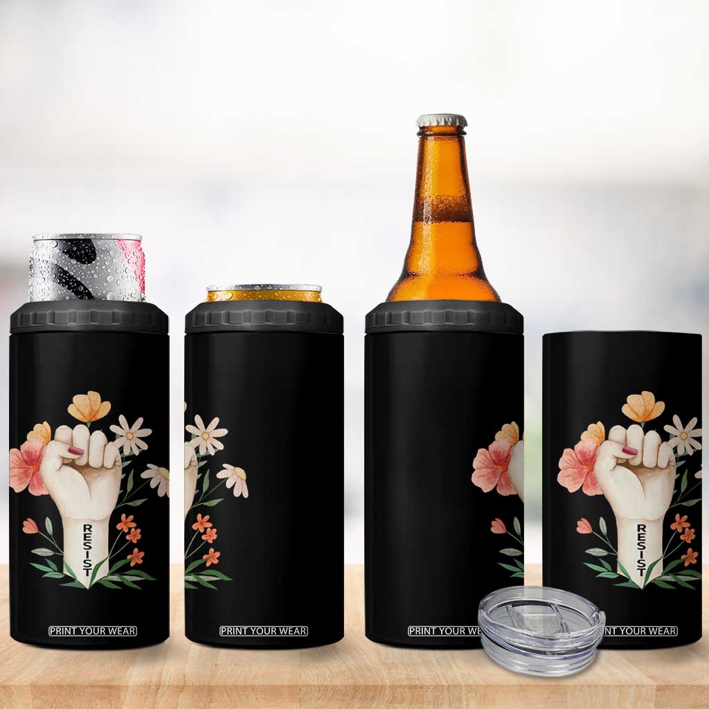 Empowered Women 4 in 1 Can Cooler Tumbler Resist Raised Fist Retro Boho TS02 Print Your Wear