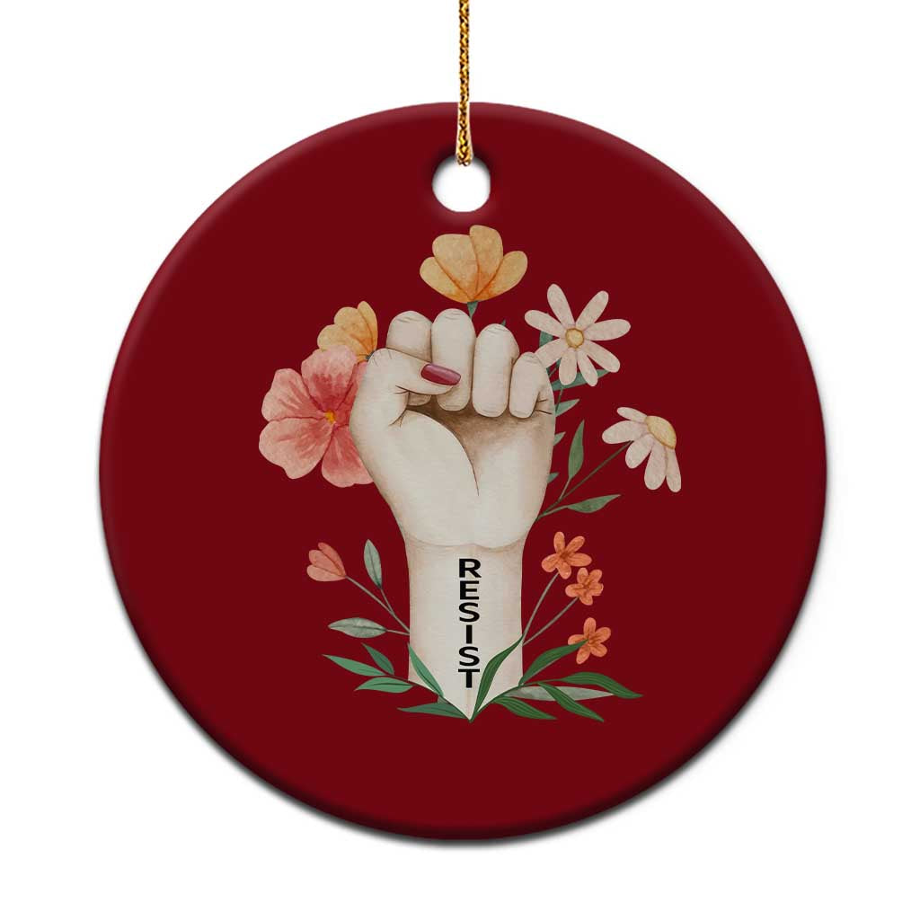 Empowered Women Ceramic Ornament Resist Raised Fist Retro Boho TS02 1pc Red Print Your Wear