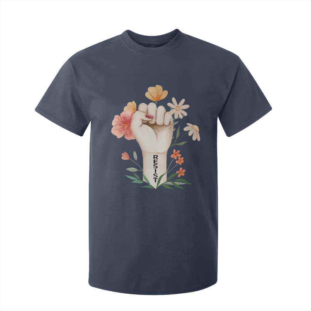 Empowered Women T Shirt For Kid Resist Raised Fist Retro Boho TS02 Navy Print Your Wear