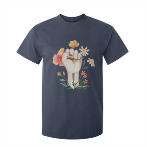 Empowered Women T Shirt For Kid Resist Raised Fist Retro Boho TS02 Navy Print Your Wear