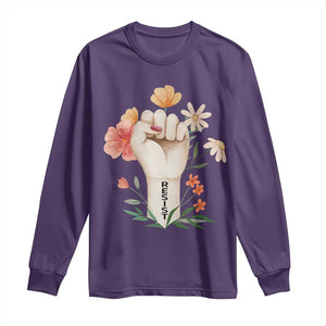 Empowered Women Long Sleeve Shirt Resist Raised Fist Retro Boho TS02 Purple Print Your Wear