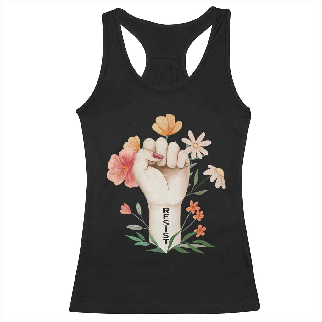 Empowered Women Racerback Tank Top Resist Raised Fist Retro Boho TS02 Black Print Your Wear