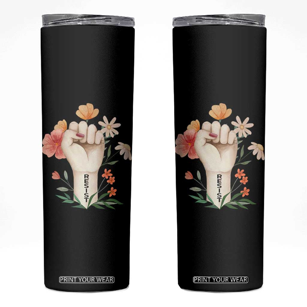 Empowered Women Skinny Tumbler Resist Raised Fist Retro Boho TS02 Black Print Your Wear