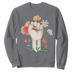 Empowered Women Sweatshirt Resist Raised Fist Retro Boho TS02 Charcoal Print Your Wear