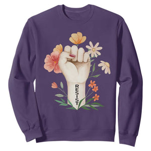 Empowered Women Sweatshirt Resist Raised Fist Retro Boho TS02 Purple Print Your Wear