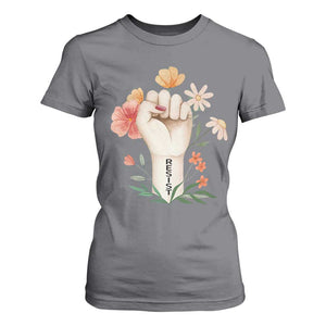 Empowered Women T Shirt For Women Resist Raised Fist Retro Boho TS02 Charcoal Print Your Wear
