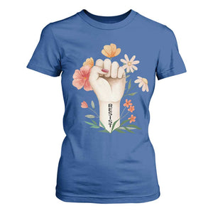 Empowered Women T Shirt For Women Resist Raised Fist Retro Boho TS02 Royal Blue Print Your Wear