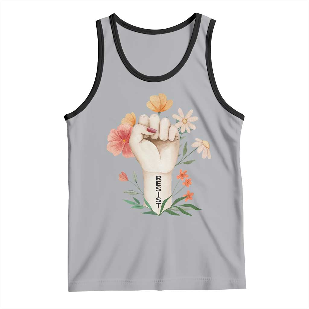 Empowered Women Tank Top Resist Raised Fist Retro Boho TS02 Athletic Heather Black Print Your Wear