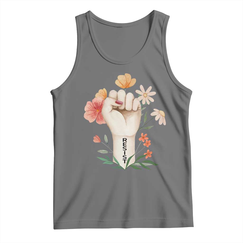 Empowered Women Tank Top Resist Raised Fist Retro Boho TS02 Black Heather Print Your Wear