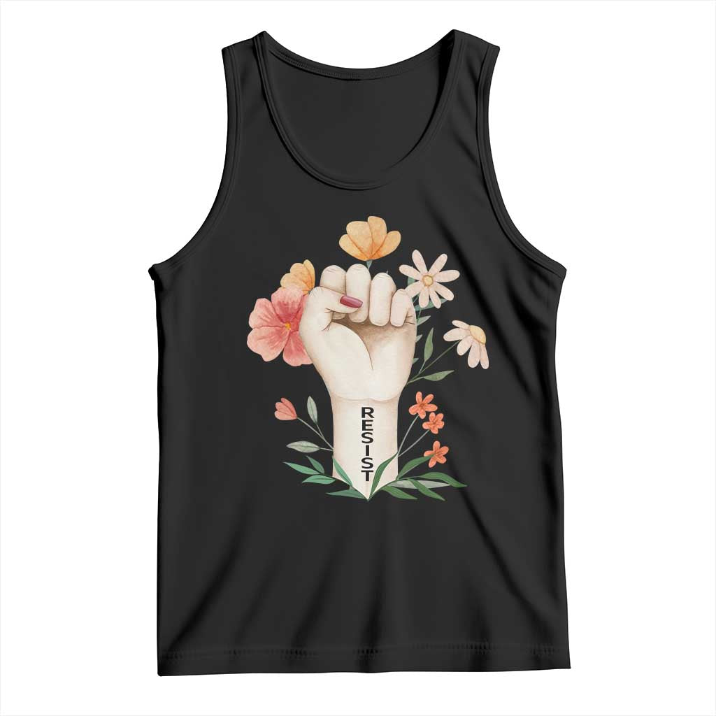 Empowered Women Tank Top Resist Raised Fist Retro Boho TS02 Black Print Your Wear