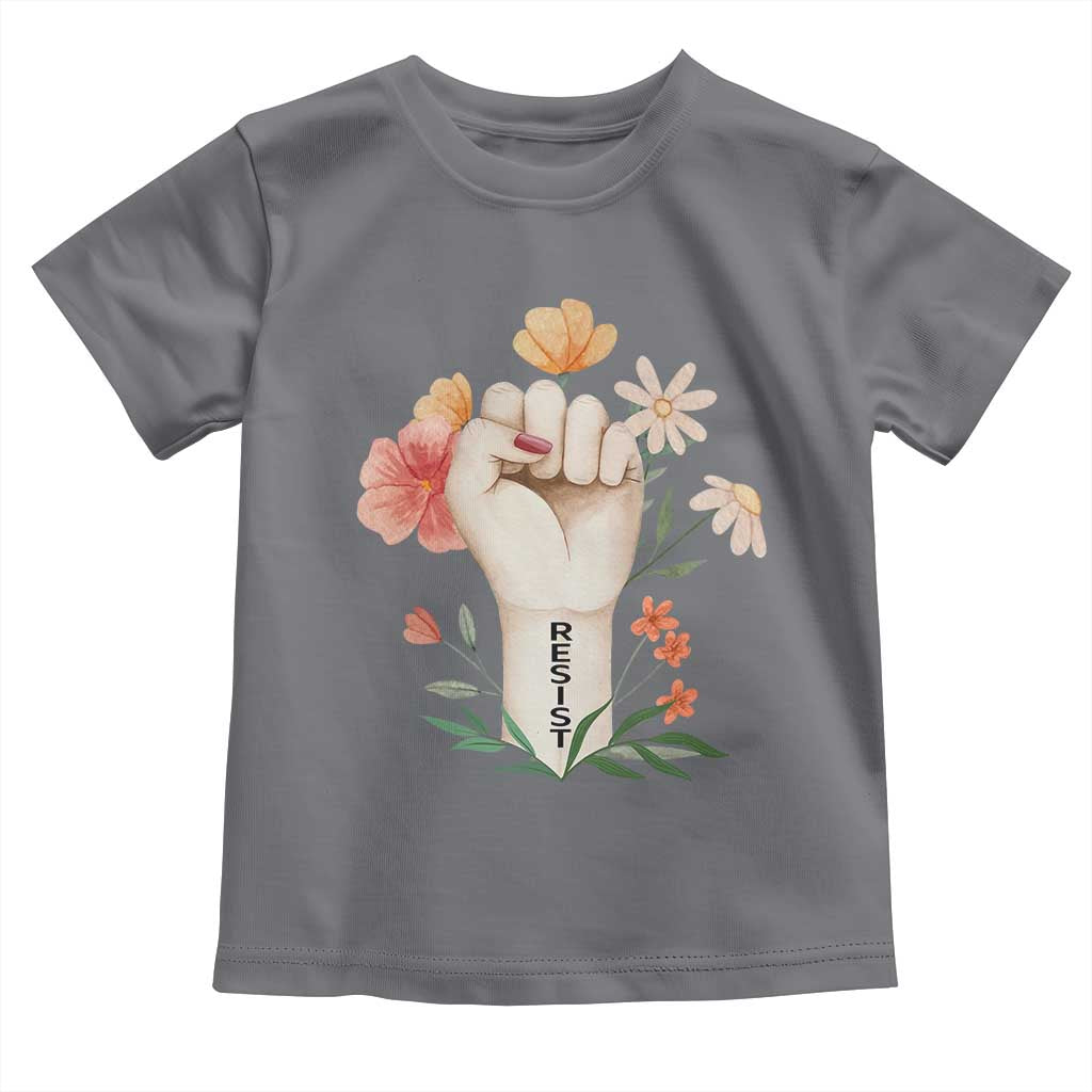 Empowered Women Toddler T Shirt Resist Raised Fist Retro Boho TS02 Charcoal Print Your Wear