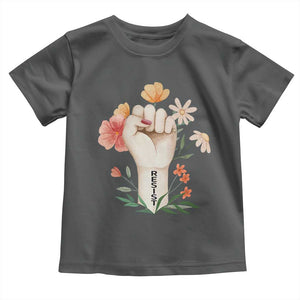 Empowered Women Toddler T Shirt Resist Raised Fist Retro Boho TS02 Dark Heather Print Your Wear