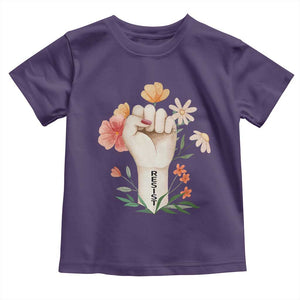 Empowered Women Toddler T Shirt Resist Raised Fist Retro Boho TS02 Purple Print Your Wear