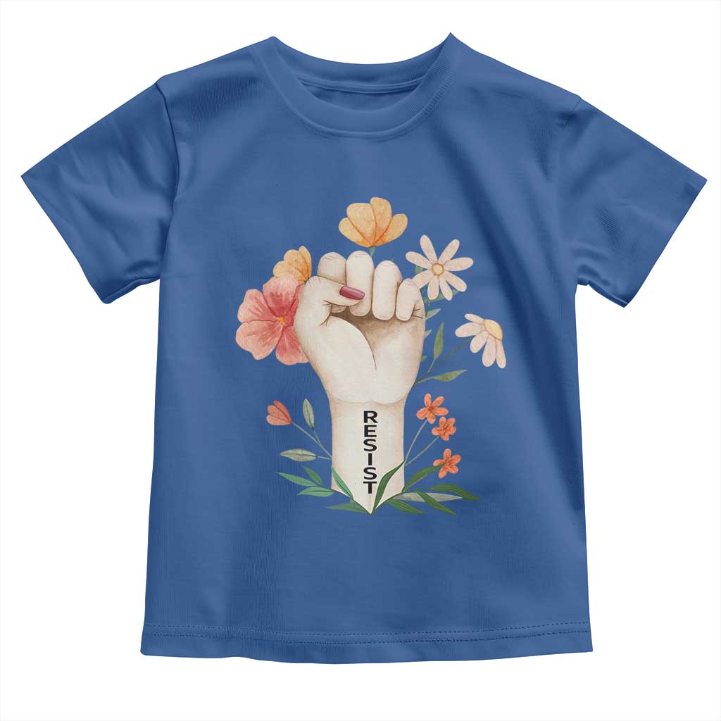 Empowered Women Toddler T Shirt Resist Raised Fist Retro Boho TS02 Royal Blue Print Your Wear