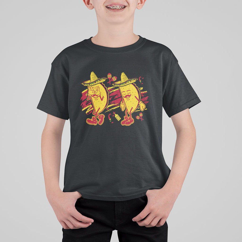 Funny Cinco De Mayo T Shirt For Kid Taco Griddy Dance Cinco de Mayo Dancing Tacos Sombrero TS02 Black Printyourwear