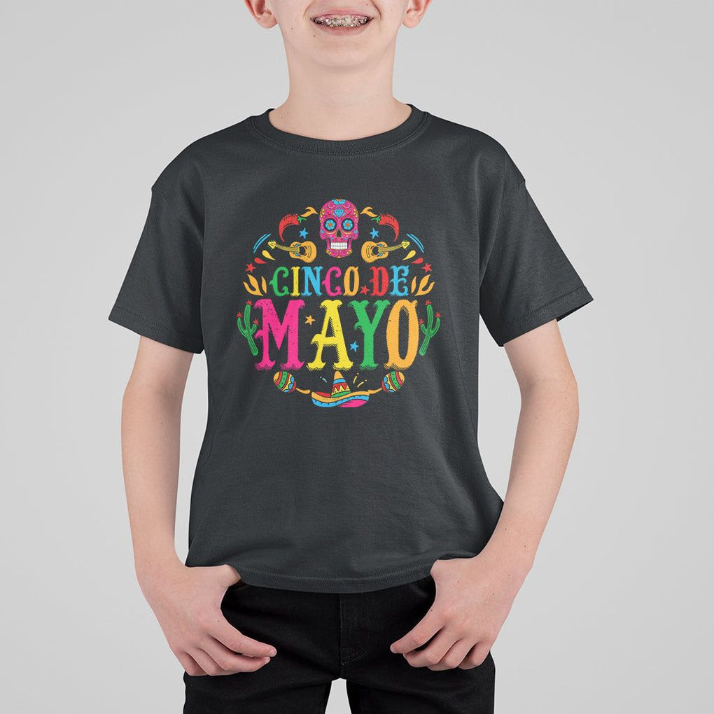 Funny Cinco De Mayo T Shirt For Kid Cinco De Mayo Mexican Fiesta 5 De Mayo Mexican Sugar Skull TS02 Black Printyourwear