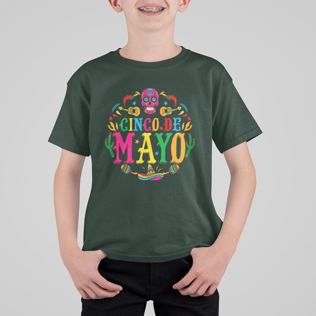 Funny Cinco De Mayo T Shirt For Kid Cinco De Mayo Mexican Fiesta 5 De Mayo Mexican Sugar Skull TS02 Dark Forest Green Printyourwear