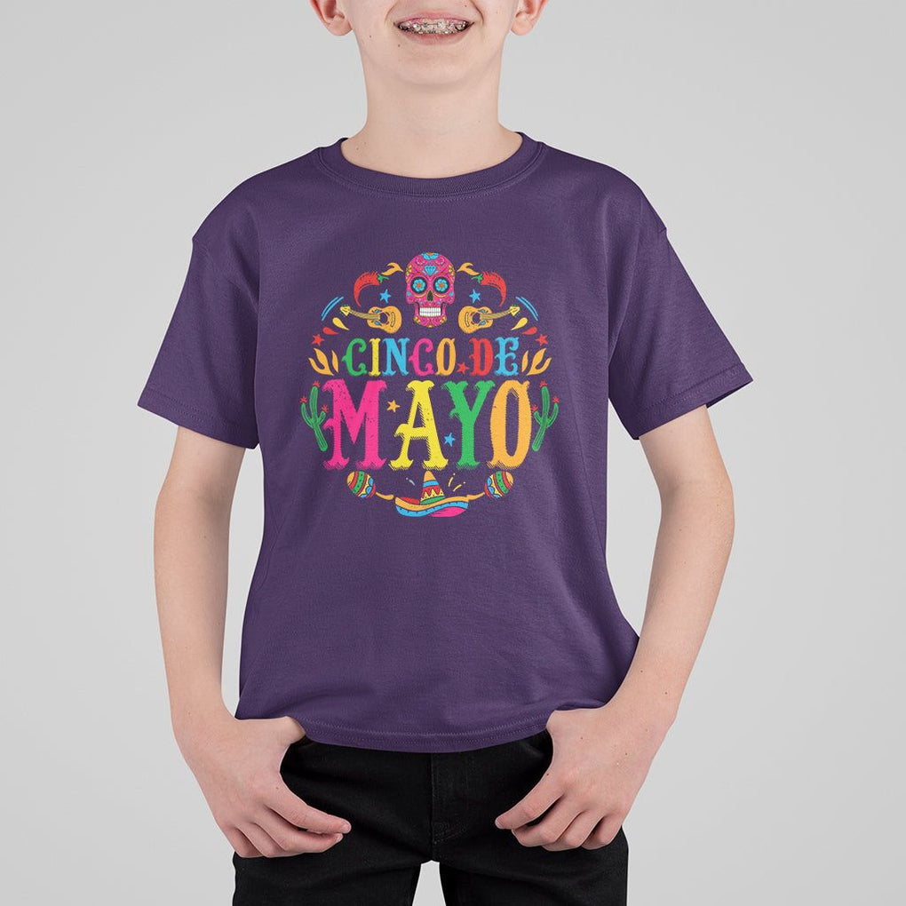 Funny Cinco De Mayo T Shirt For Kid Cinco De Mayo Mexican Fiesta 5 De Mayo Mexican Sugar Skull TS02 Purple Printyourwear