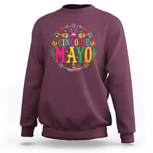 Funny Cinco De Mayo Sweatshirt Cinco De Mayo Mexican Fiesta 5 De Mayo Mexican Sugar Skull TS02 Maroon Printyourwear