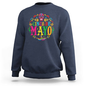 Funny Cinco De Mayo Sweatshirt Cinco De Mayo Mexican Fiesta 5 De Mayo Mexican Sugar Skull TS02 Navy Printyourwear
