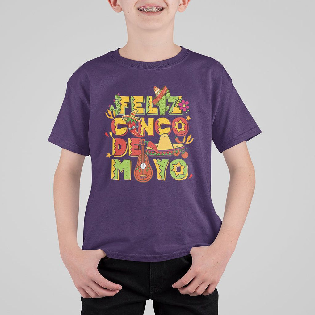 Funny Cinco De Mayo T Shirt For Kid Feliz Cinco De Mayo Mexican Fiesta Happy 5 De Mayo Party TS02 Purple Printyourwear