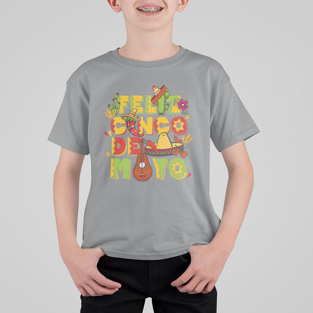 Funny Cinco De Mayo T Shirt For Kid Feliz Cinco De Mayo Mexican Fiesta Happy 5 De Mayo Party TS02 Sport Gray Printyourwear