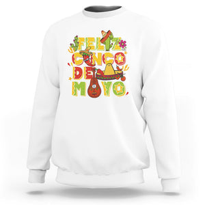 Funny Cinco De Mayo Sweatshirt Feliz Cinco De Mayo Mexican Fiesta Happy 5 De Mayo Party TS02 White Printyourwear