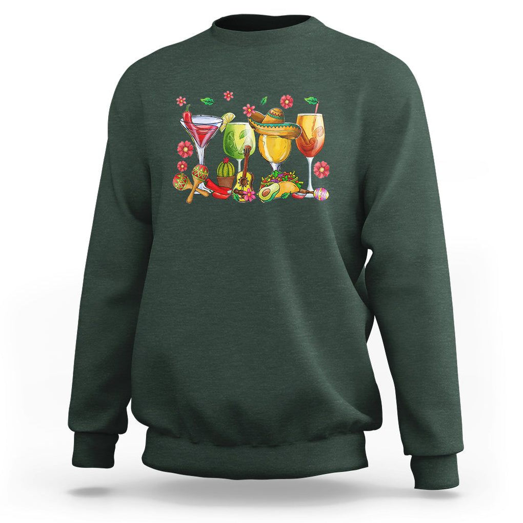 Funny Cinco De Mayo Sweatshirt Cinco De Mayo Mexico Wine Tequila Mexican Fiesta Party TS02 Dark Forest Green Printyourwear