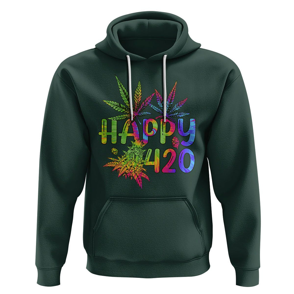 Happy 420 Hoodie Happy 420 Day Cannabis Weed Marijuana Leaf Lovers Men Women TS02 Dark Forest Green Printyourwear