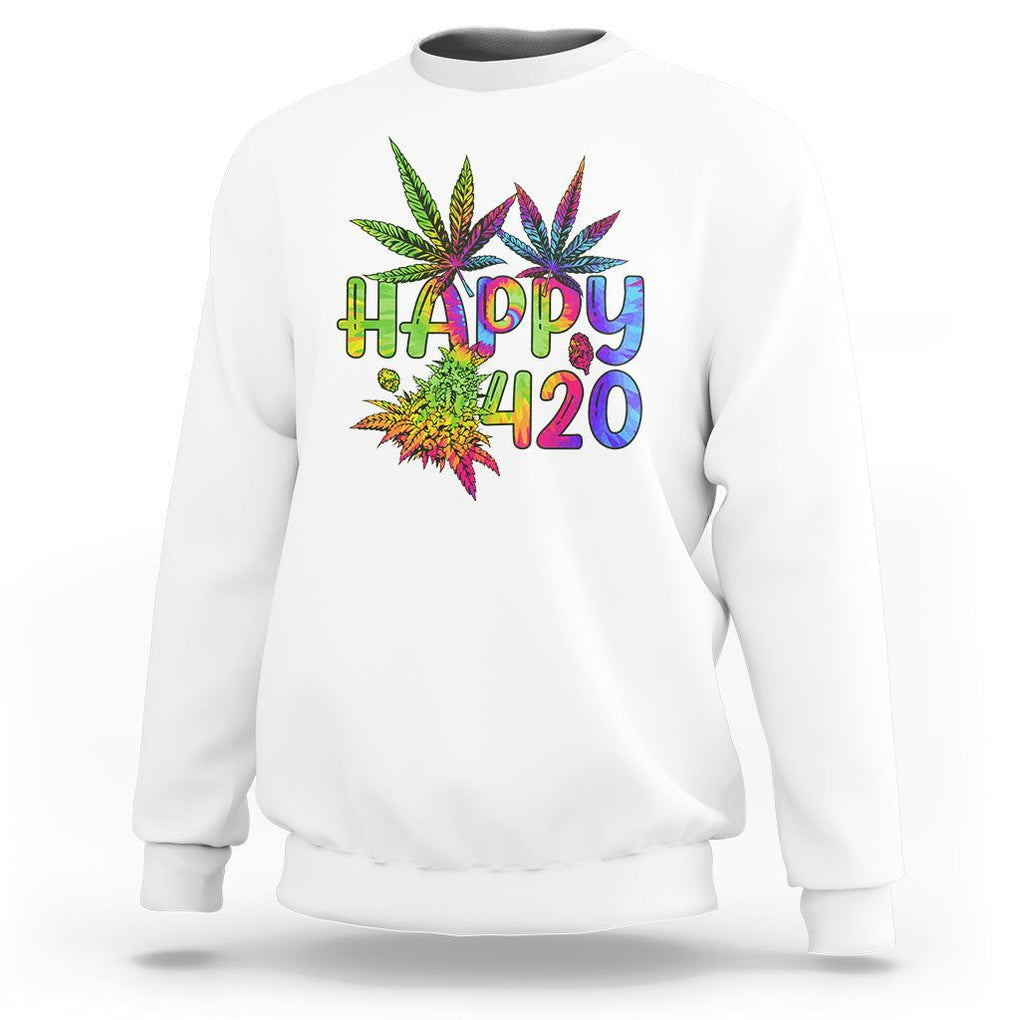 Happy 420 Sweatshirt Happy 420 Day Cannabis Weed Marijuana Leaf Lovers Men Women TS02 White Printyourwear