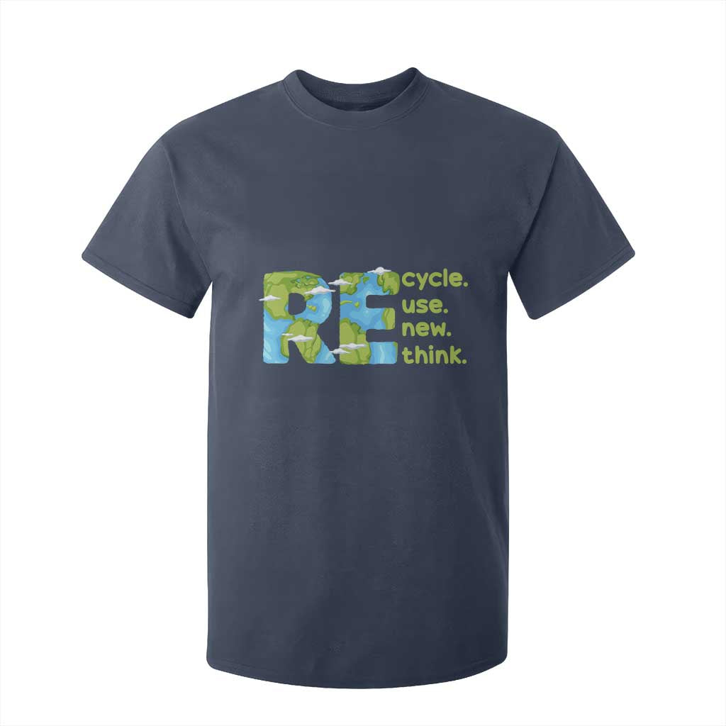 Earth Day T Shirt For Kid Recycle Reuse Renew Rethink Outfit For Earth Day 2023 TS02 Navy Printyourwear